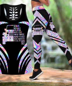 Colorful Jeep Girl Leggings + Hollow Tank Combo HAC160604S3