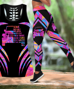 Gift For Mother It’s Me, I’m Some Jeep Girls Pink Holographic Hollow Tank Top- Legging 3D