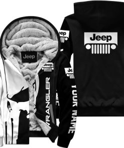 Premium Personalized Fleece Hoodie Custom Name Wrangler Jeep – Black