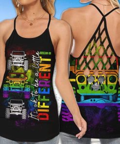 It’s Ok To Be Different Raibow Jeep Lgbt Cross Tank Top – Legging 3d