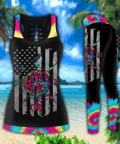Jeep Tie Dye Compass Hollow Tank Top – Legging 3D