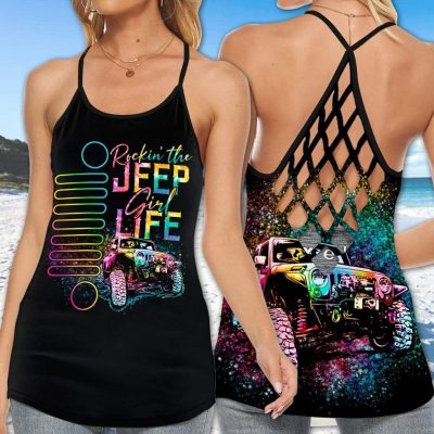 Rocking The Jeep Girl Life Cross Tank Top – Legging 3d