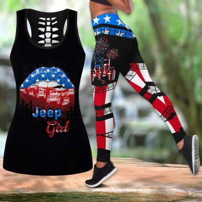 Gift For Mother American Jeep Girl Patriotism Hollow Tank Top – Legging 3D
