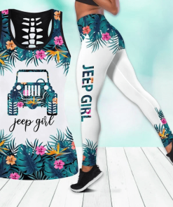 Gift For Mother Jeep Girl Green Tropical Hollow Tank Top – Legging 3D