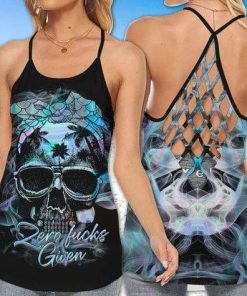 Jeep Skull Zero Fcks Given Cross Tank Top – Legging 3d