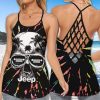 Skull Jeep Palm Tree Skull Tie Dye Cross Tank Top Or Legging 3d #Kv