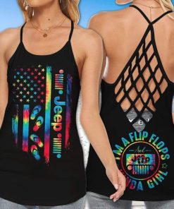 Jeep Girl Tie Dye Flip Flops Criss Cross Tank Top – Legging 3d