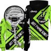 The Wave Jeep - Just Fkcn Send It - Custom Name Fleece Zip Hoodie - Green 1