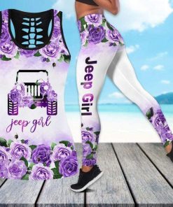 Purple Rose Jeep Girl Hollow Tank Top – Legging 3D