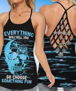 Jeep Skull Choose Something Fun Cross Tank Top – Legging 3d