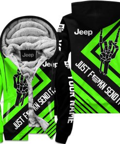 The Wave Jeep - Just Fkcn Send It - Custom Name Fleece Zip Hoodie - Green V2