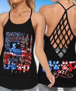 A Girl Her Dogs And Her Jeep Cross Tank Top – Legging 3d