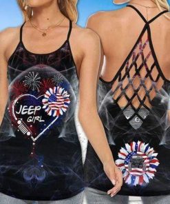 Jeep Girl Heart Independence Day Cross Tank Top – Legging 3d