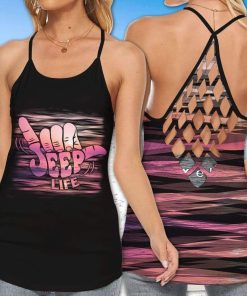 Jeep Life Pink Criss Cross Tank Top – Legging 3d