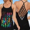 Gets Me Frisky Jeep And Whiskey Tie Dye Flag Criss Cross Tank Top – Legging 3d