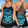 Jeep Skull Palm Tree Salty Lil’ Beach Cross Tank Top – Legging 3d