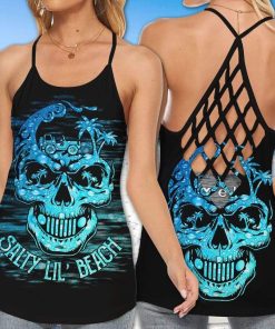 Jeep Skull Palm Tree Salty Lil’ Beach Cross Tank Top – Legging 3d