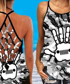 Jeep Wave Hand Camo Cross Tank Top – Legging 3d