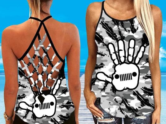 Jeep Wave Hand Camo Cross Tank Top – Legging 3d