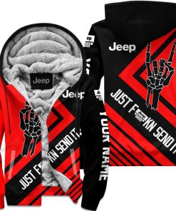 The Wave Jeep - Just Fkcn Send It - Custom Name Fleece Zip Hoodie - Red V2