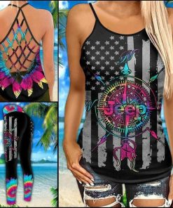Jeep Tie Dye Compass Cross Tank Top – Legging 3d
