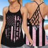 Jeep Girl Fight Breast Cancer Cross Tank Top – Legging 3d