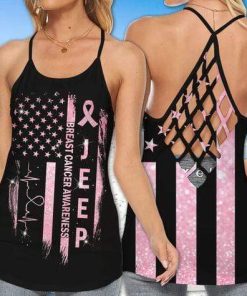 Jeep Girl Fight Breast Cancer Cross Tank Top – Legging 3d