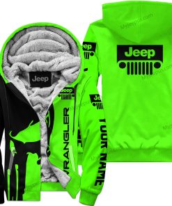 Premium Personalized Fleece Hoodie Custom Name Wrangler Jeep – Green V1