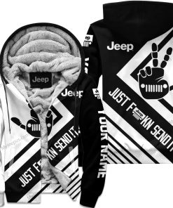 The Wave Jeep - Just Fkcn Send It - Custom Name Fleece Zip Hoodie - White
