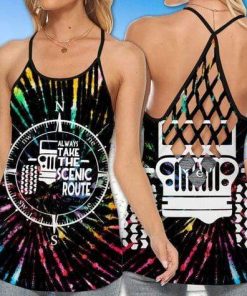 Scenic Route Jeep Tie Dye Cross Tank Top – Legging 3d