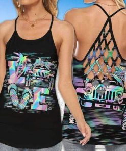Jeep Mermaid Love Hologram Cross Tank Top – Legging 3d