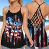 Jeep Girl Love Beach And Flip Flop American Flag Criss Cross Tank Top – Legging 3d