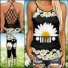 Jeep Girl Daisy Cross Tank Top – Legging 3d