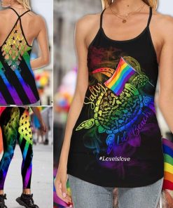 Lgbt Turtle Jeep Salty Lil’ Beach Criss Cross Tank Top – Legging 3d