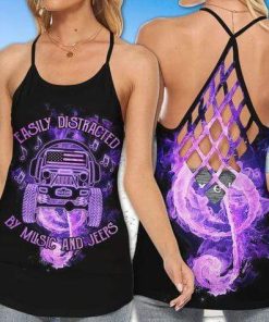 Easily Distracted By Music And Jeeps Cross Tank Top – Legging 3d