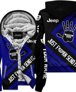 The Wave Jeep - Just Fkcn Send It - Custom Name Fleece Zip Hoodie - Navy V1