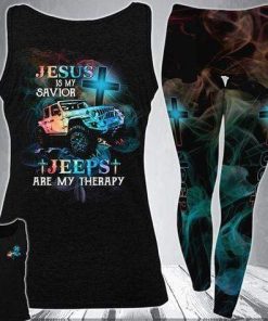 Jesus And Jeep Is My Therapy Tank Top And Legging 3D All Over Print