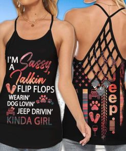 Sassy Talking Flip Flops Wearin’ Dog Lovin’ And Jeep Drivin’ Cross Tank Top – Legging 3d