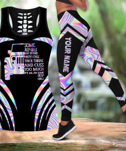Personalized Colorful Jeep Girl Leggings + Hollow Tank Combo