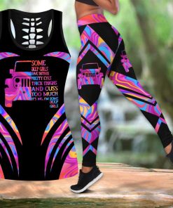 Colorful Jeep Girl Leggings + Hollow Tank Combo HAC160604S4