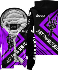 The Wave Jeep - Just Fkcn Send It - Custom Name Fleece Zip Hoodie - Purple V2
