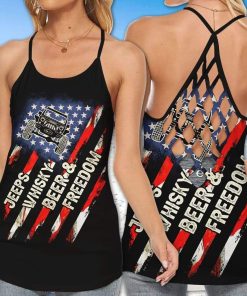 Jeep Whisky Beer And Freedom Cross Tank Top – Legging 3d