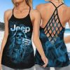 Jeep Skull Blue Smoke Cross Tank Top – Legging 3d