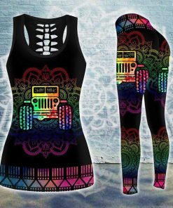 Jeep Mandala Rainbow Hollow Tank Top – Legging 3D