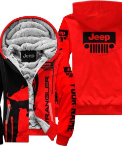 Premium Personalized Fleece Hoodie Custom Name Wrangler Jeep – Red V1