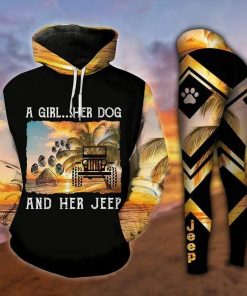 Girl Jeep Dog And Beach Hoodie – Legging 3d
