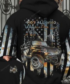 Not All Who Wander Are Lost Jeep Flag Vintage Hoodie – Legging 3d