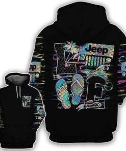 Love Jeep Mermaid Turtle Flip Flops Hoodie – Legging 3d