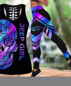 Gift For Mother Holographic Sugar Skull Jeep Hollow Tank Top – Legging 3D All Over Print
