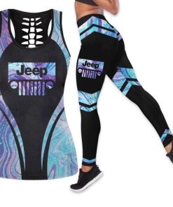 Gift For Mother Holographic Jeep Girl Black Hollow Tank Top – Legging 3D All Over Print